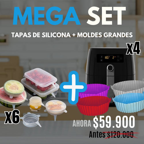 4 Moldes Grandes + 6 Tapas de Silicona Elásticas