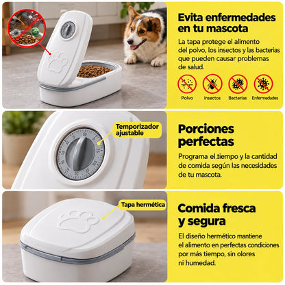 COMEDERO PARA MASCOTAS CON TEMPORIZADOR + CEPILLO A VAPOR RELAJANTE