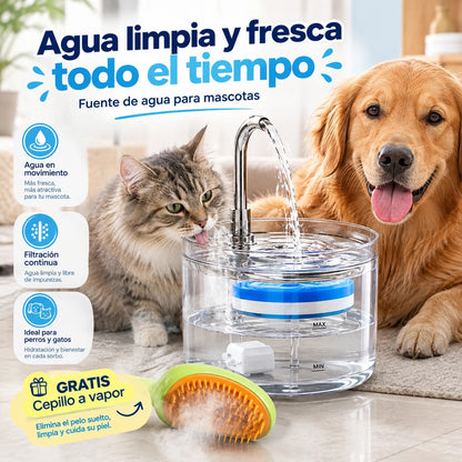 FUENTE DE AGUA PARA MASCOTAS + CEPILLO A VAPOR DE REGALO