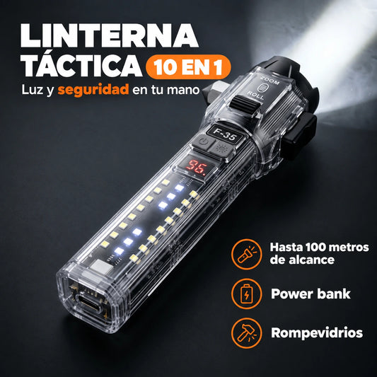 LINTERNA TÁCTICA LED 10 EN 1