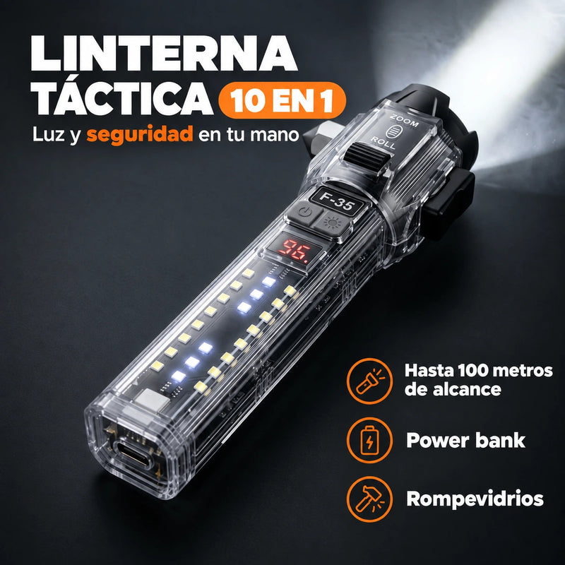LINTERNA TÁCTICA LED 10 EN 1