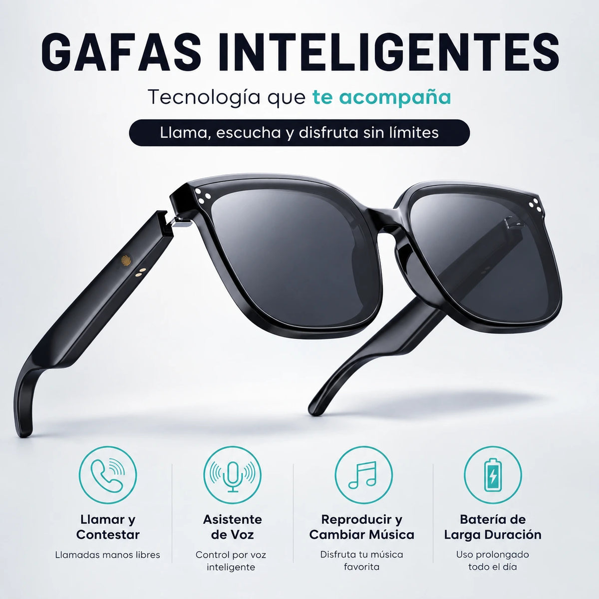 SunBlack Gafas Inteligentes con IA | Escucha Música y Responde Llamadas