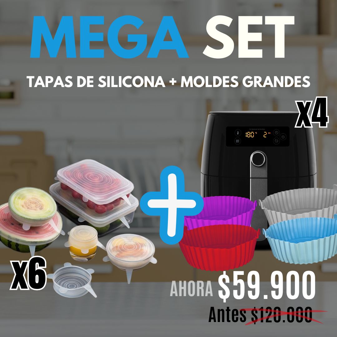 4 Moldes Grandes + 6 Tapas de Silicona Elásticas