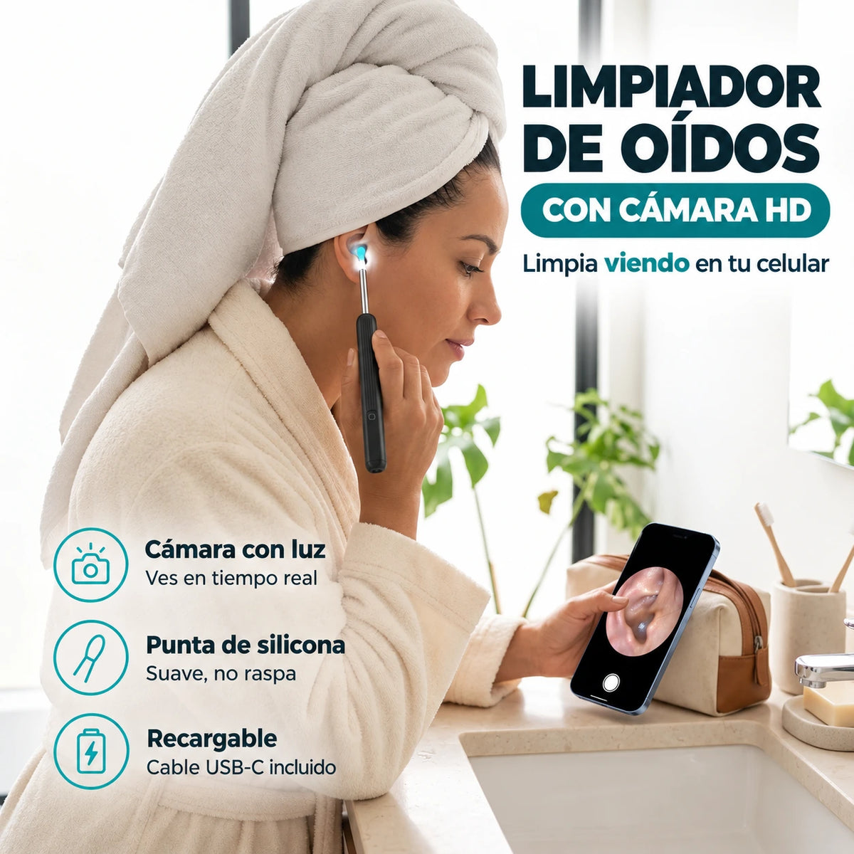 Limpiador de Oídos con Cámara Integrada