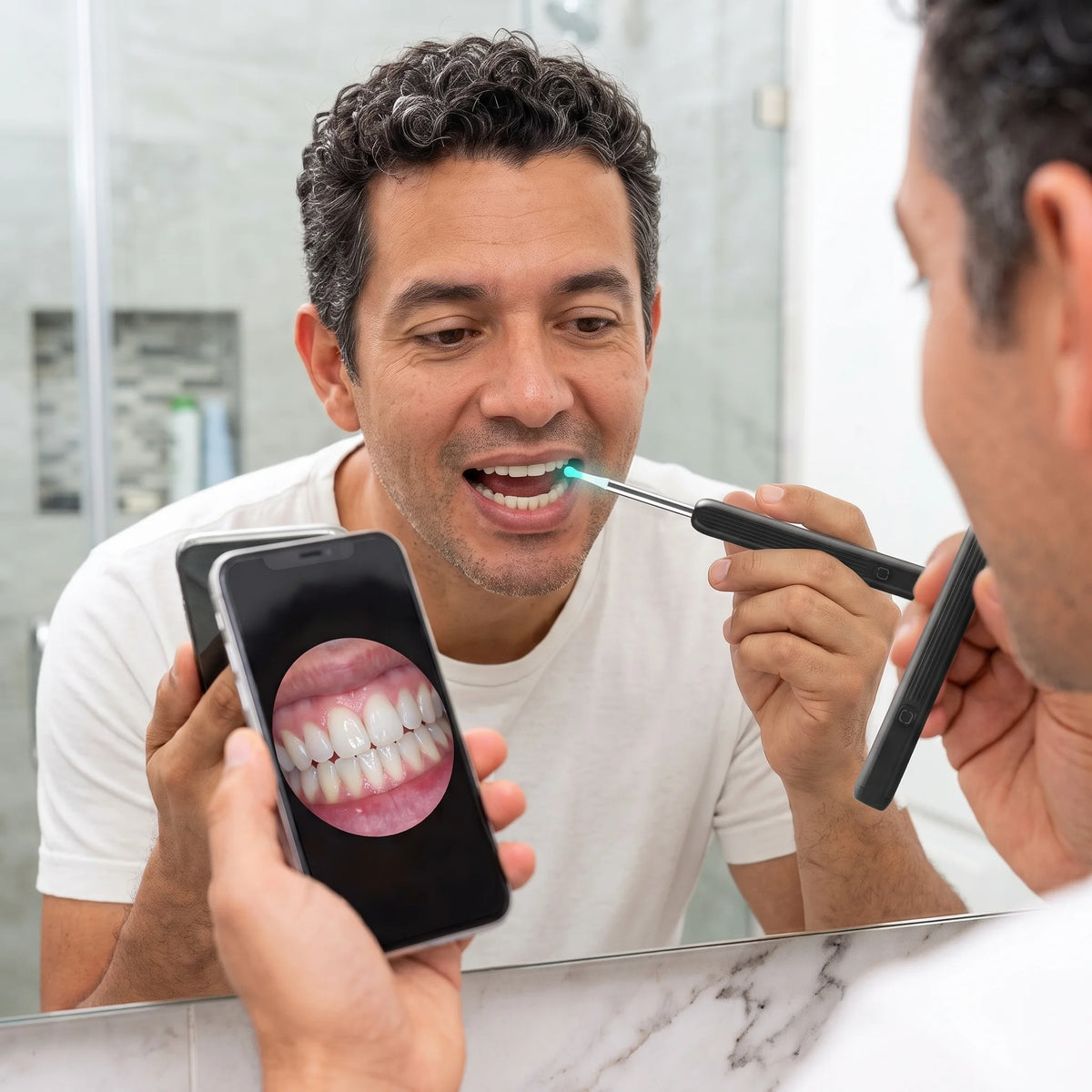 Man holding wireless ear cleaner