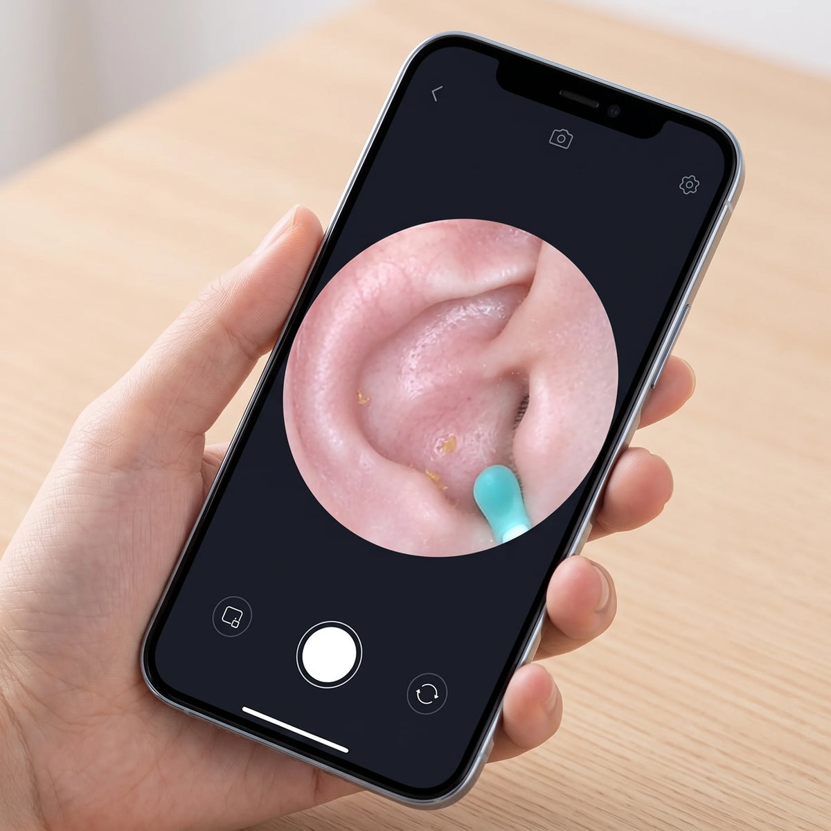 Smartphone displaying ear canal
